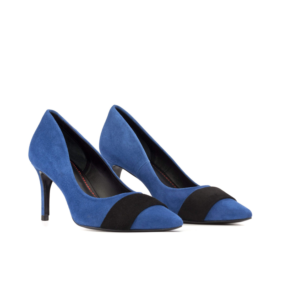 Women's Milan High Heels Leather Luxury Black Deep Blue 5241 4- MERRIMIUM