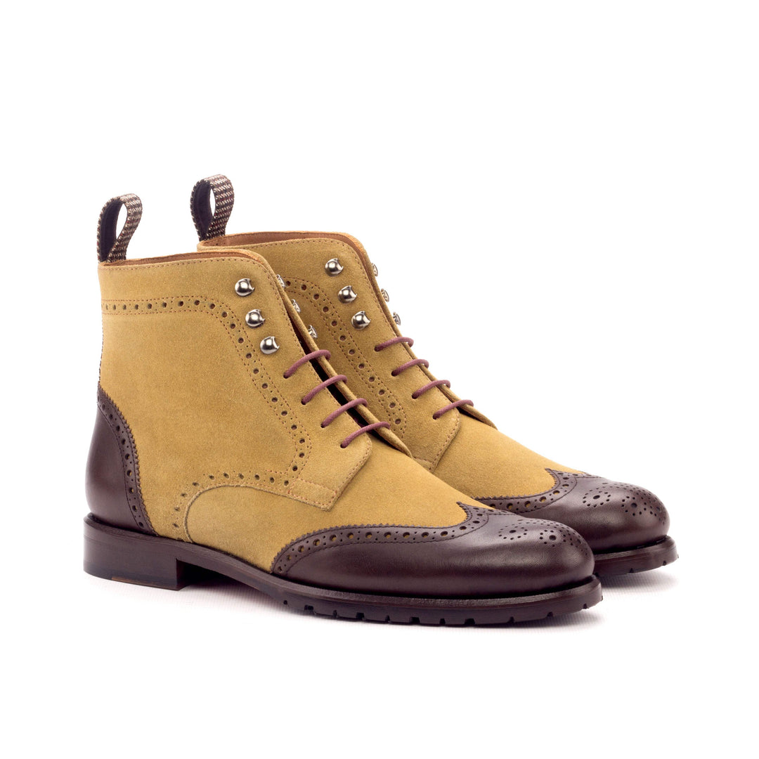 Women's Military Brogue Boots Leather Brown Dark Brown 3339 3- MERRIMIUM