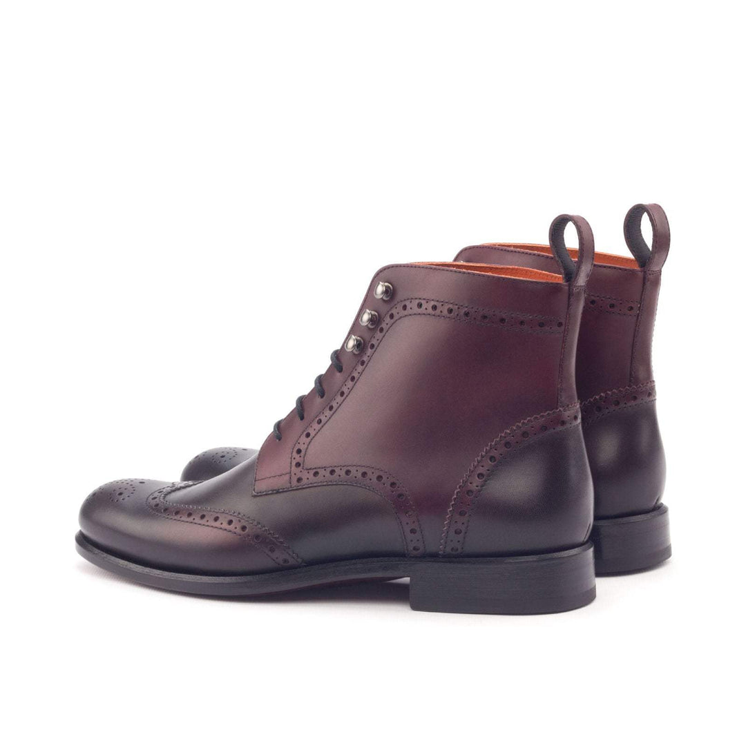 Women's Military Brogue Boots Leather Burgundy Dark Brown 3060 4- MERRIMIUM