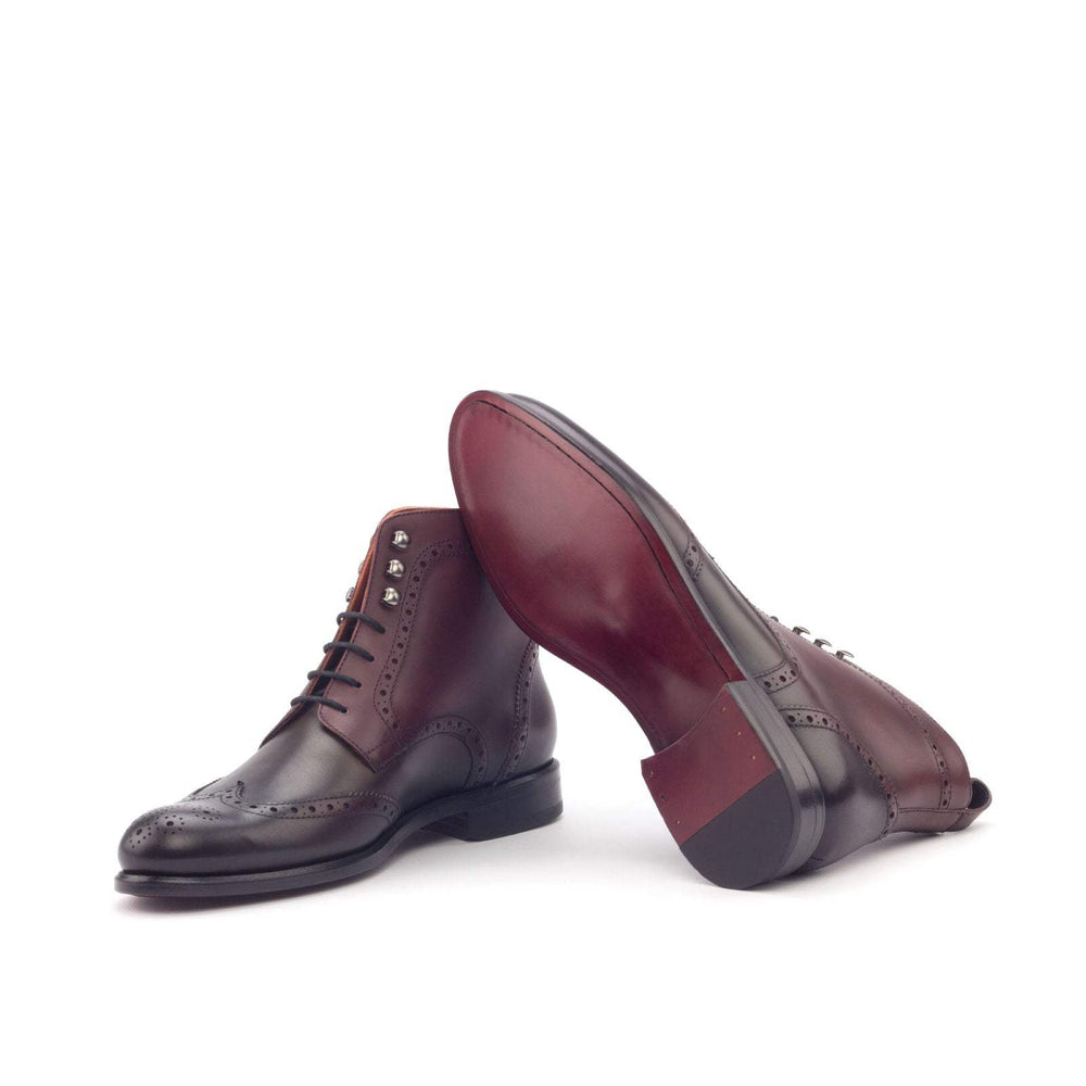 Women's Military Brogue Boots Leather Burgundy Dark Brown 3060 2- MERRIMIUM