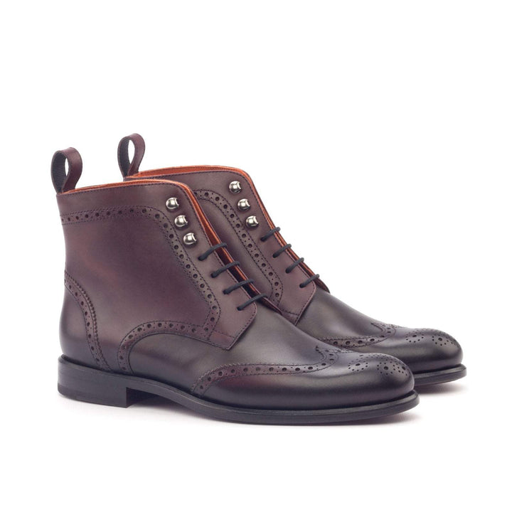 Women's Military Brogue Boots Leather Burgundy Dark Brown 3060 3- MERRIMIUM