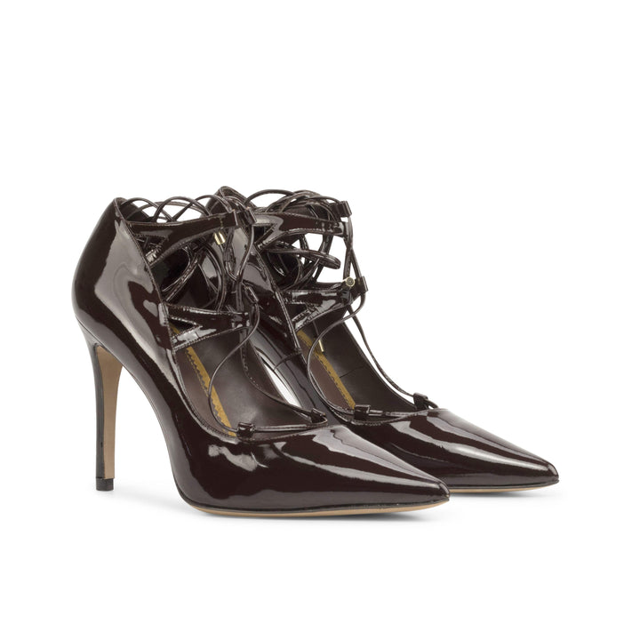 Women's Naples High Heels Leather Luxury Black Dark Chocolate 4913 4- MERRIMIUM