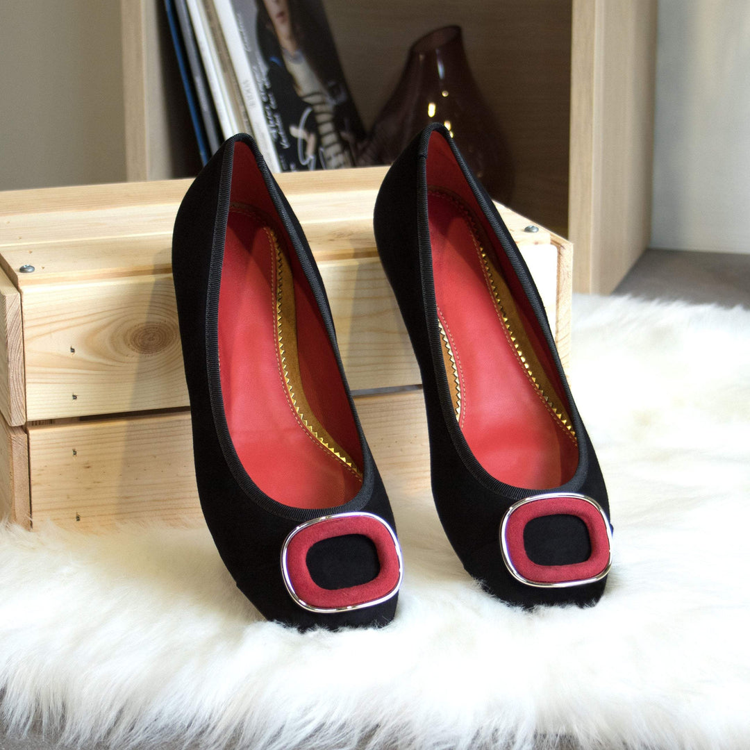 Women's Padua Flat Shoes Leather Passion Red Luxury Black 5285 1- MERRIMIUM--GID-4014-5285