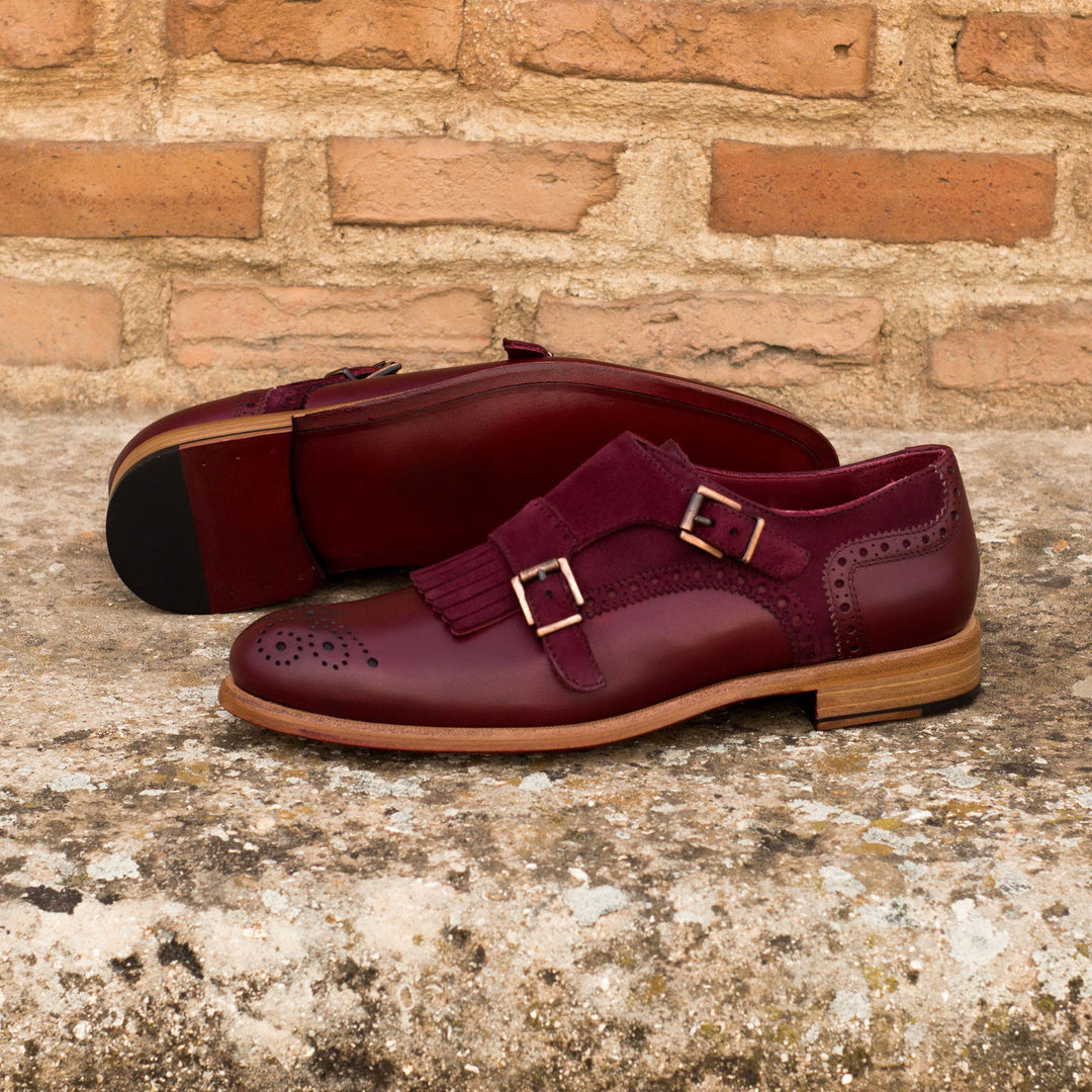 Women's Kiltie Monk Strap Leather Shoes Burgundy 3601 MERRIMIUM Women's Kiltie Monk Strap Leather Shoes Burgundy 3601 MERRIMIUM