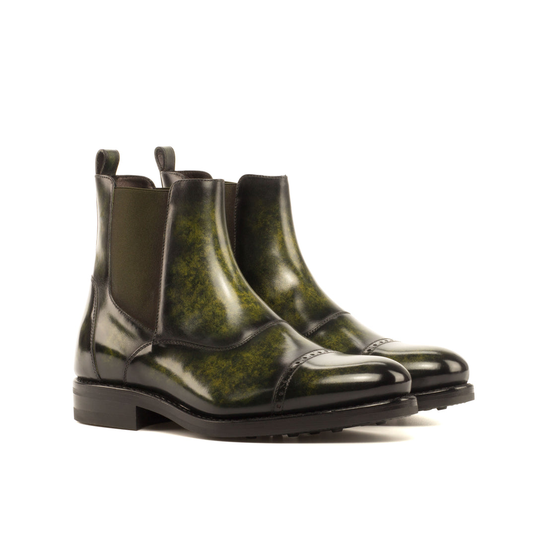 Men's Chelsea Multi Boots Patina Goodyear Welt Wide Plus Size Green 3694 3 MERRIMIUM