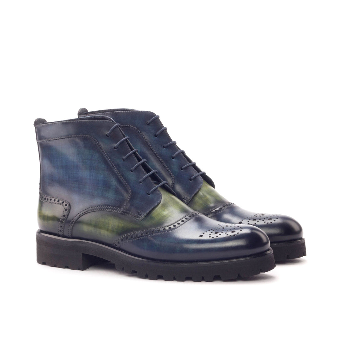 Women's Lace Up Brogue Boot Patina Blue Green 3055 3 MERRIMIUM