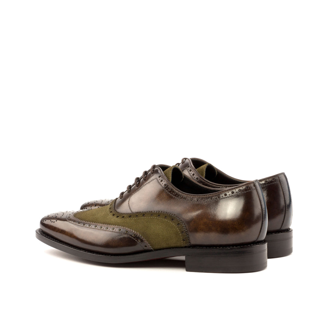 Men's Full Brogue Shoes Patina Leather Goodyear Welt Wide Plus Size Green Blue 3522 4 MERRIMIUM