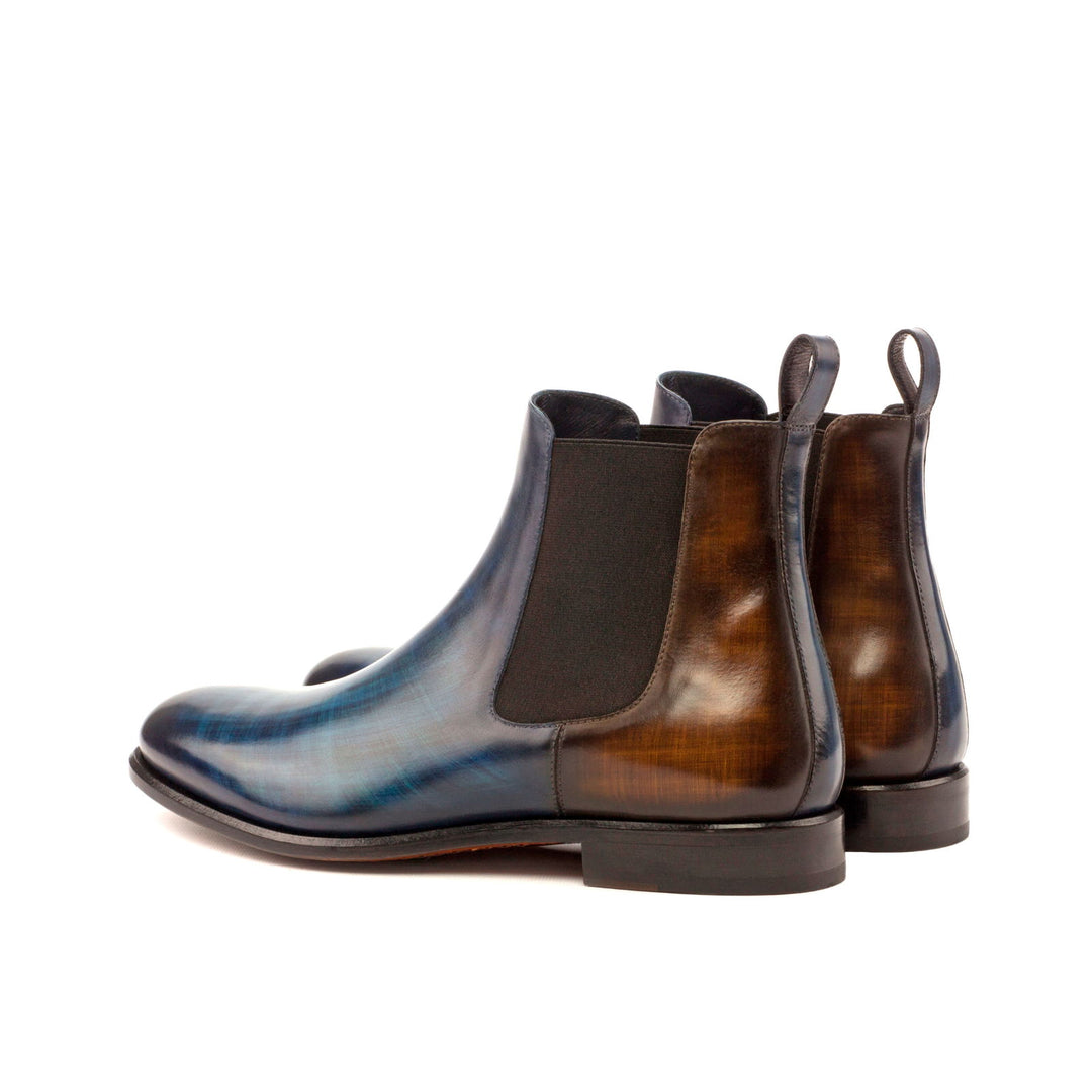 Men's Chelsea Boots Classic Patina Leather Wide Plus Size Blue Brown 3686 4 MERRIMIUM