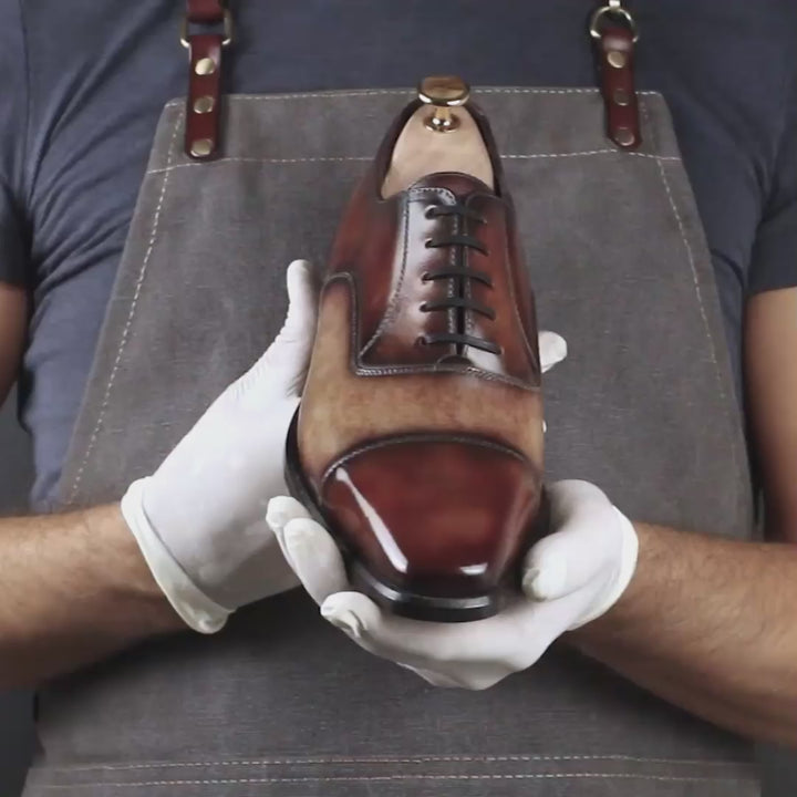 Men's Fire Cream Museum Patina Oxford Goodyear Welt Shoes Limited Edition