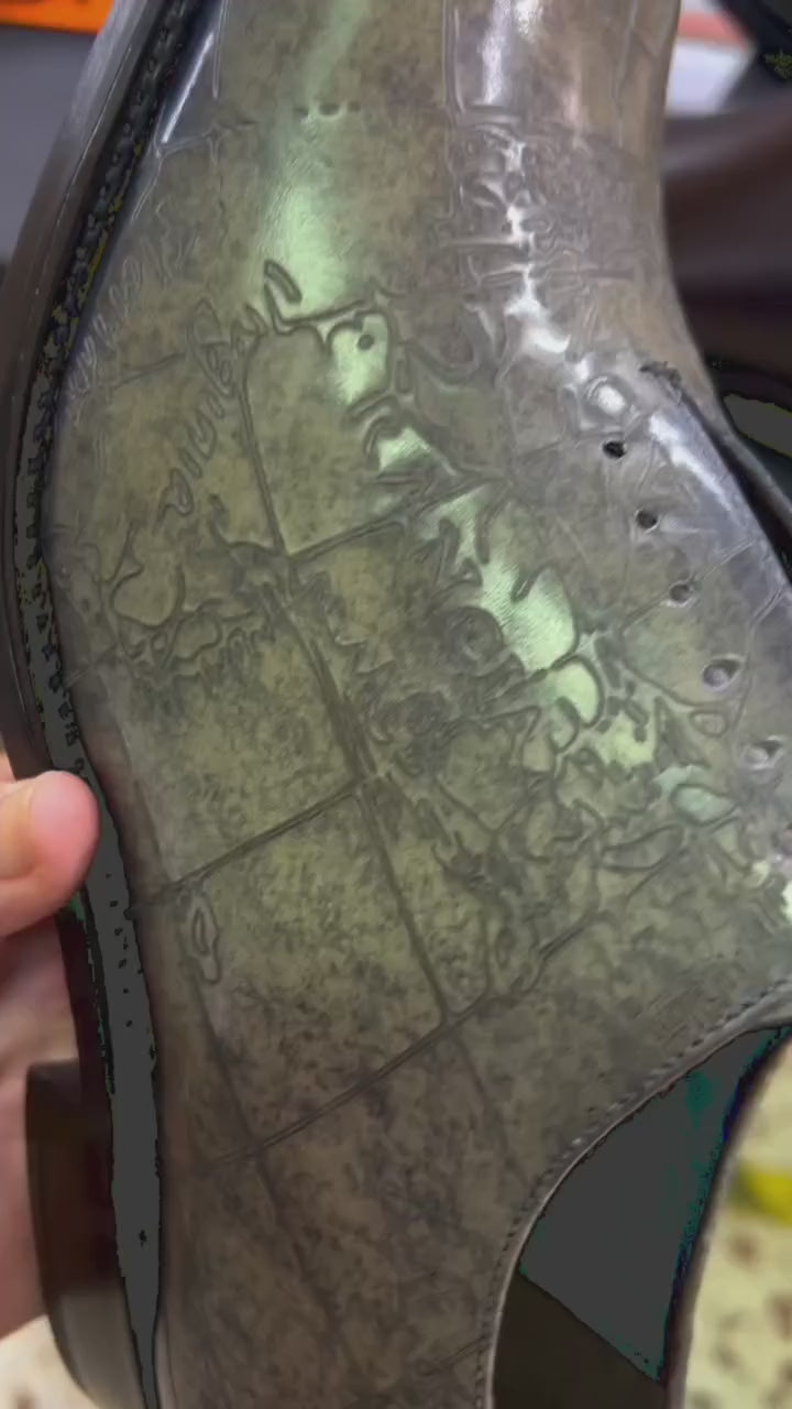 Men's Cartography Grey Marble Patina Wholecut Goodyear Welt Shoes Limited Edition