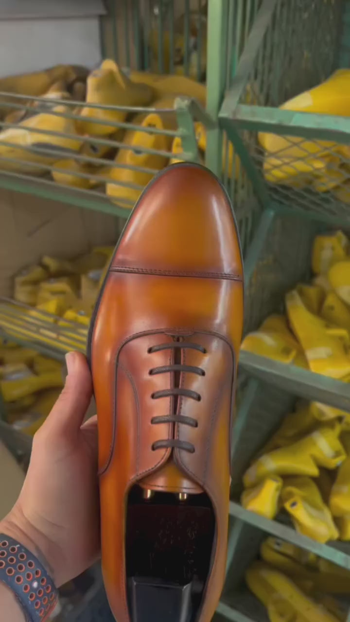 Men's Derby Leather Shoes Wide Plus Size Brown 4523