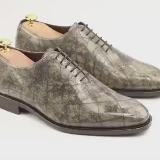 Men's Cartography Grey Marble Patina Wholecut Goodyear Welt Shoes Limited Edition