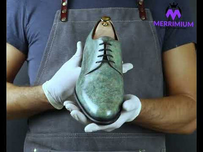 Turquoise Stone Derby Patina Shoes Limited Edition-MERRIMIUM
